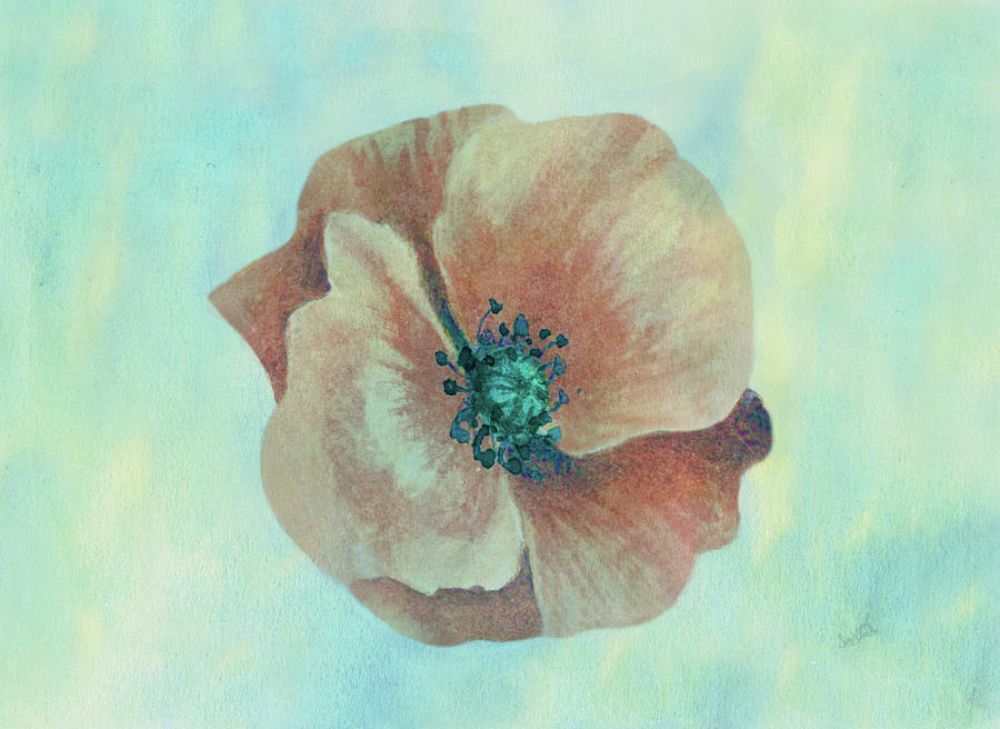 Peachy Keen Poppy Watercolor Photograph by Sandi OReilly
