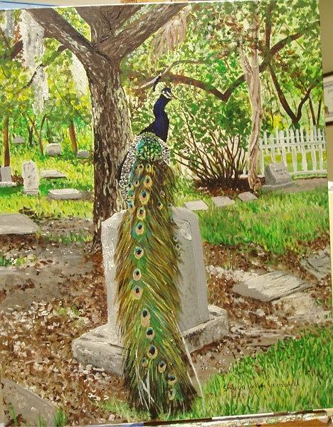 Tree Painting - Peacock 2 by Sharon  De Vore