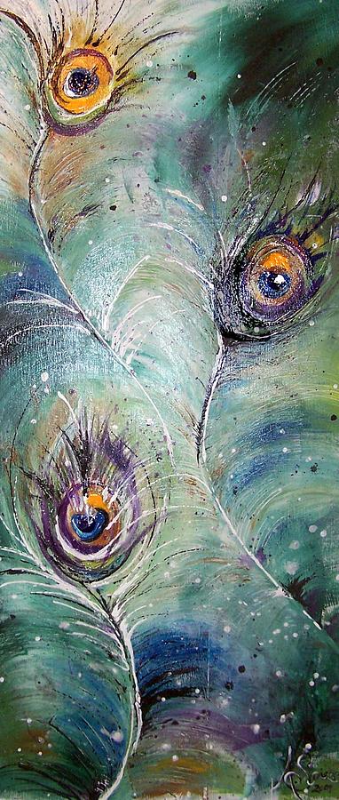 Peacock-A-Boo SOLD Painting by Amanda Sanford