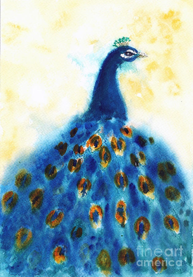 Peacock Painting by Asha Sudhaker Shenoy