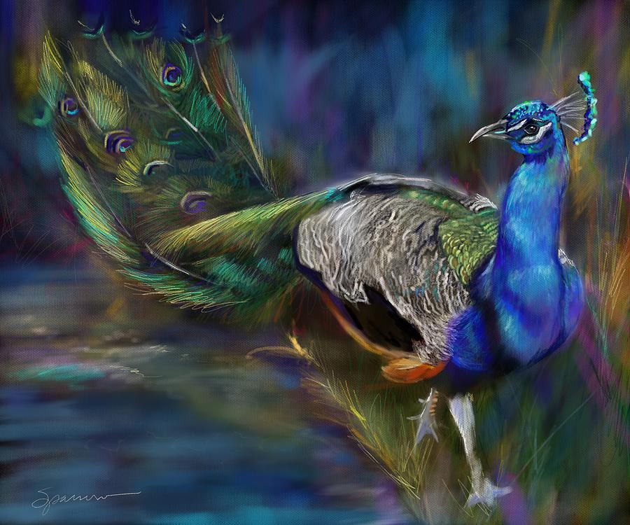 Peacock Blues Painting by Mary Sparrow - Fine Art America