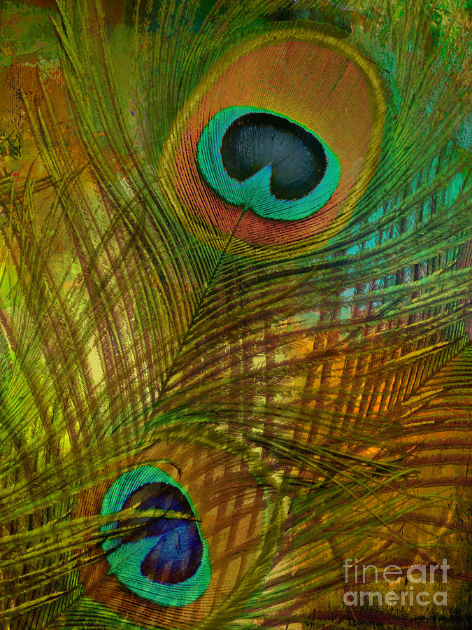 Peacock Candy Green And Gold Painting