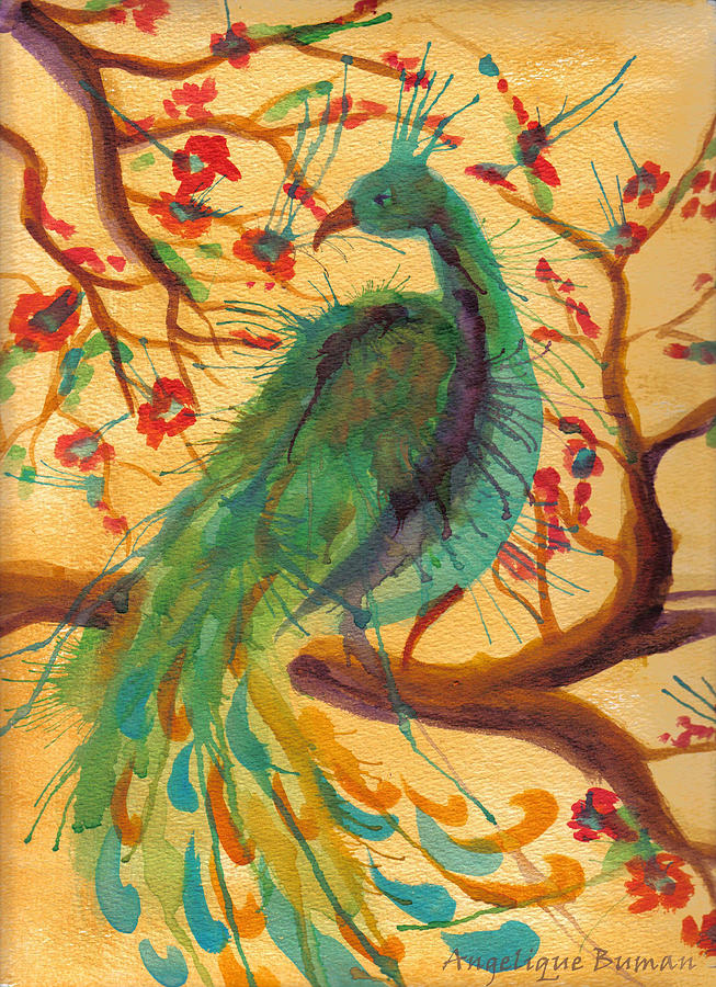 Peacock Chi Painting by Angelique Bowman