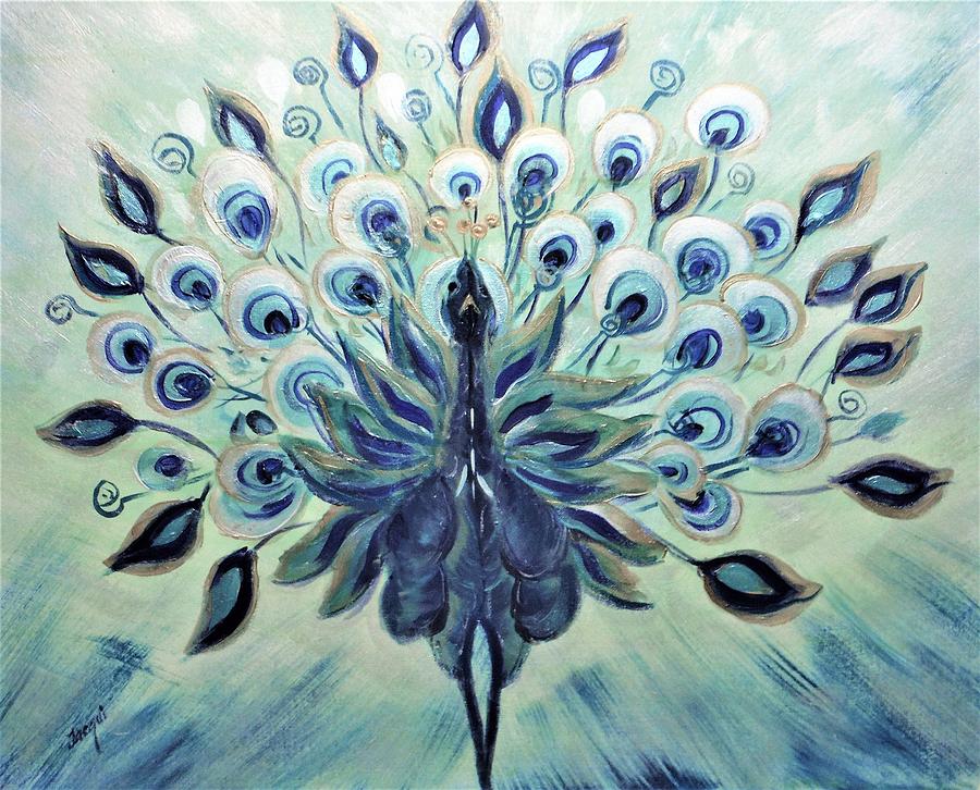 Peacock Colors Painting by Jacqueline Whitcomb