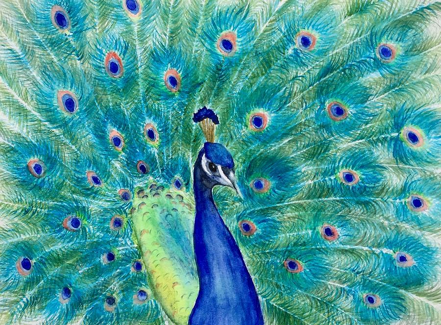 Peacock Colors Painting by Lyn DeLano