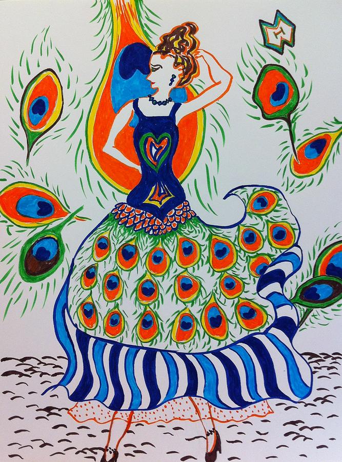Peacock Dancer Drawing by Heather McFarlane-Watson