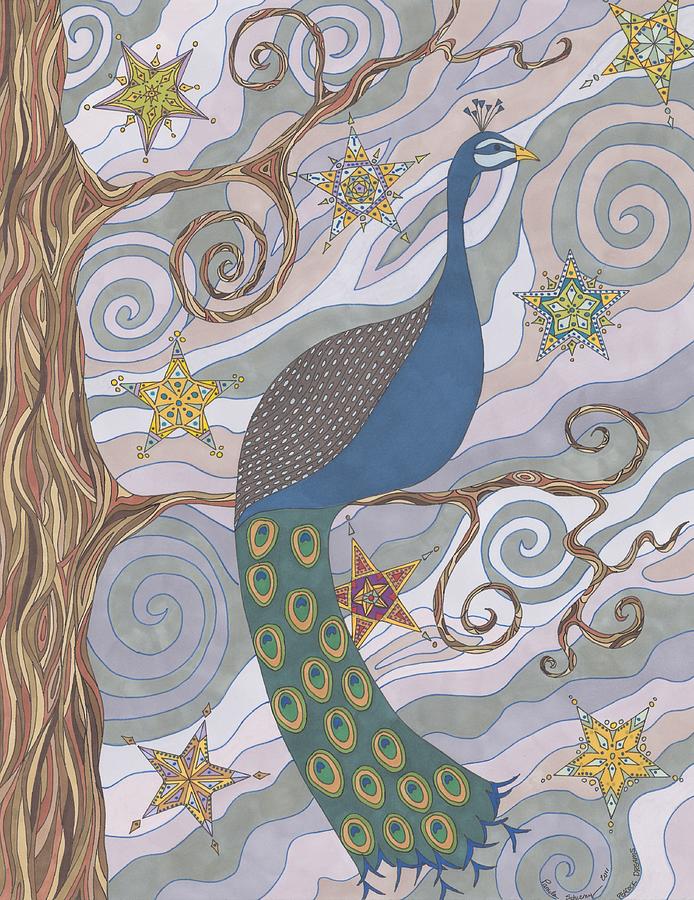 Peacock Dreams Drawing by Pamela Schiermeyer