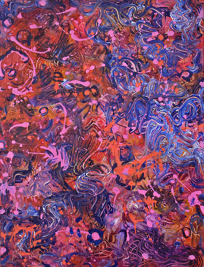 Abstract Painting - Peacock Elegy by Lynda Lehmann