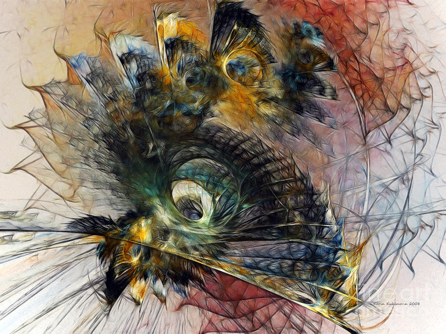 Abstract Digital Art - Peacock Fan by Karin Kuhlmann