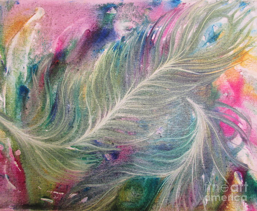 Peacock Feathers Painting - Peacock feathers pastel by Denise Hoag