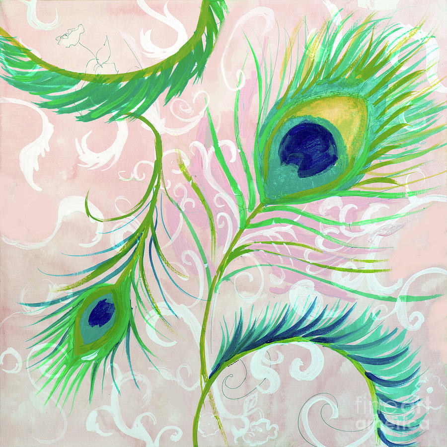 Peacock feathers Painting by Robin Pedrero