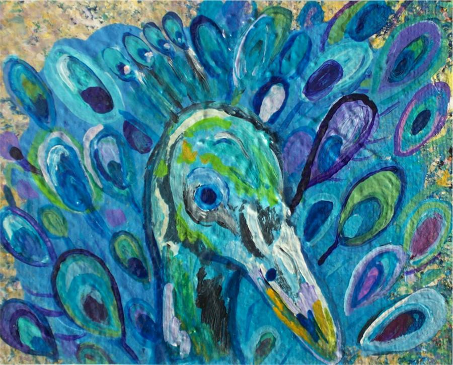 Peacock Painting by Paintings by Gretzky