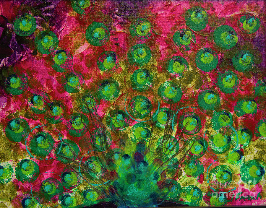 Peacock Impressions Painting by Jeanette French