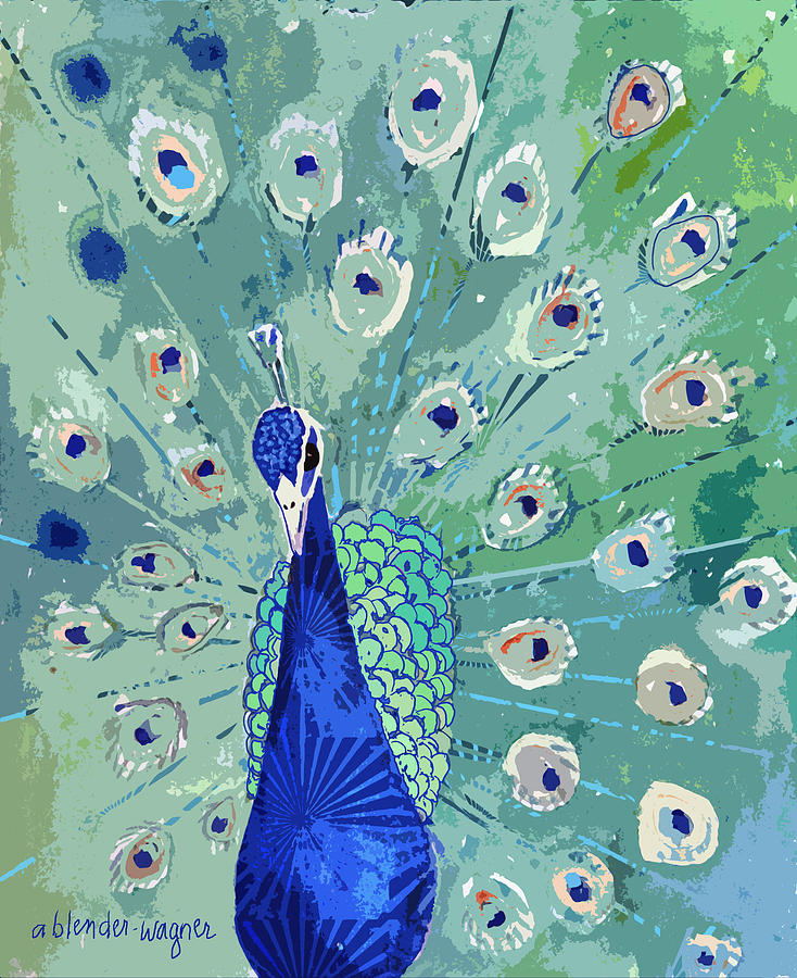 Peacock Digital Art - Peacock In Bloom by Arline Wagner