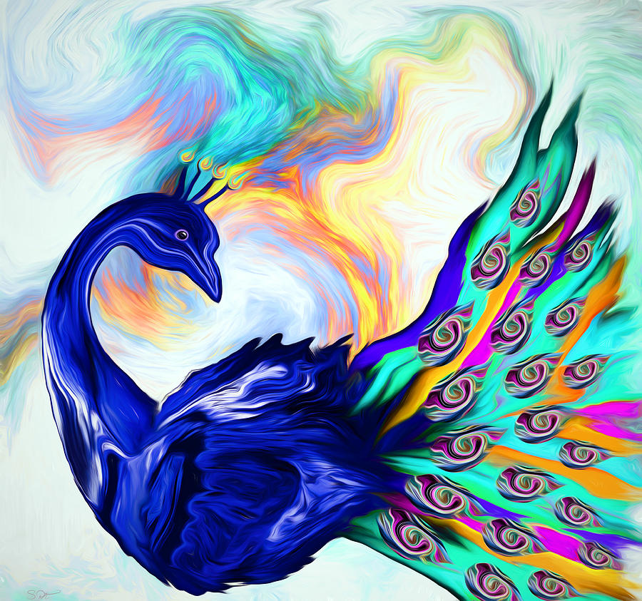 Peacock Digital Art - Peacock in summer by Abstract Angel Artist Stephen K