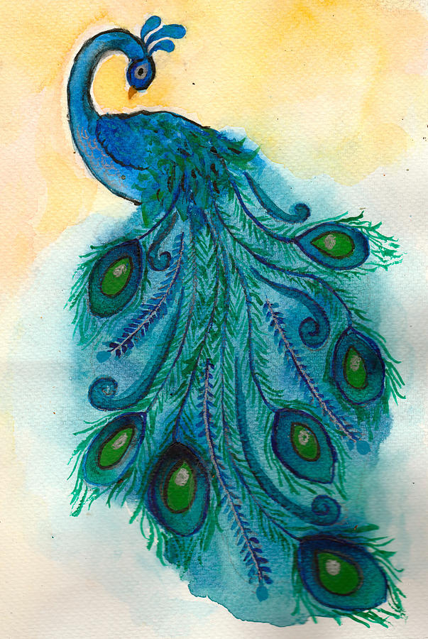 Peacock Painting - Peacock by Jennie Hallbrown
