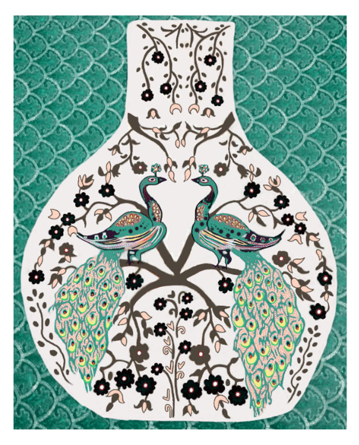 Design Painting - Peacock Love-2 by Karunita Kapoor