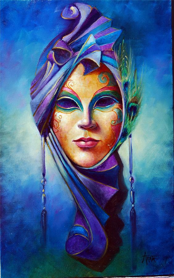 Peacock Mask Painting by Geraldine Arata