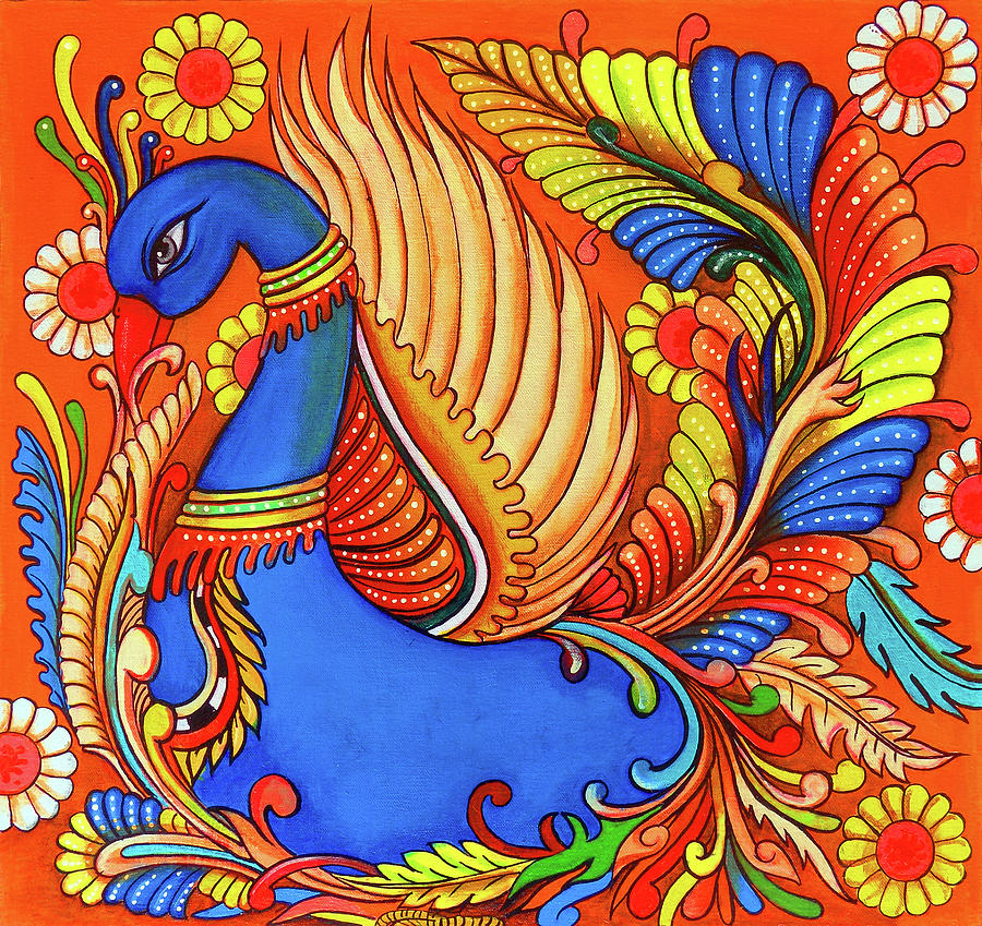 Peacock Mural Drawing by Asp Arts