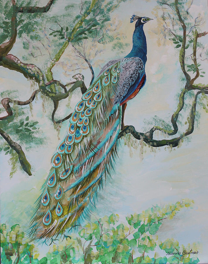 Peacock on a Tree Painting by Marina Eastman - Fine Art America