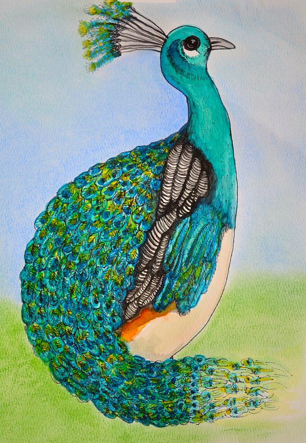 Peacock Drawing by Paula Deutz | Fine Art America