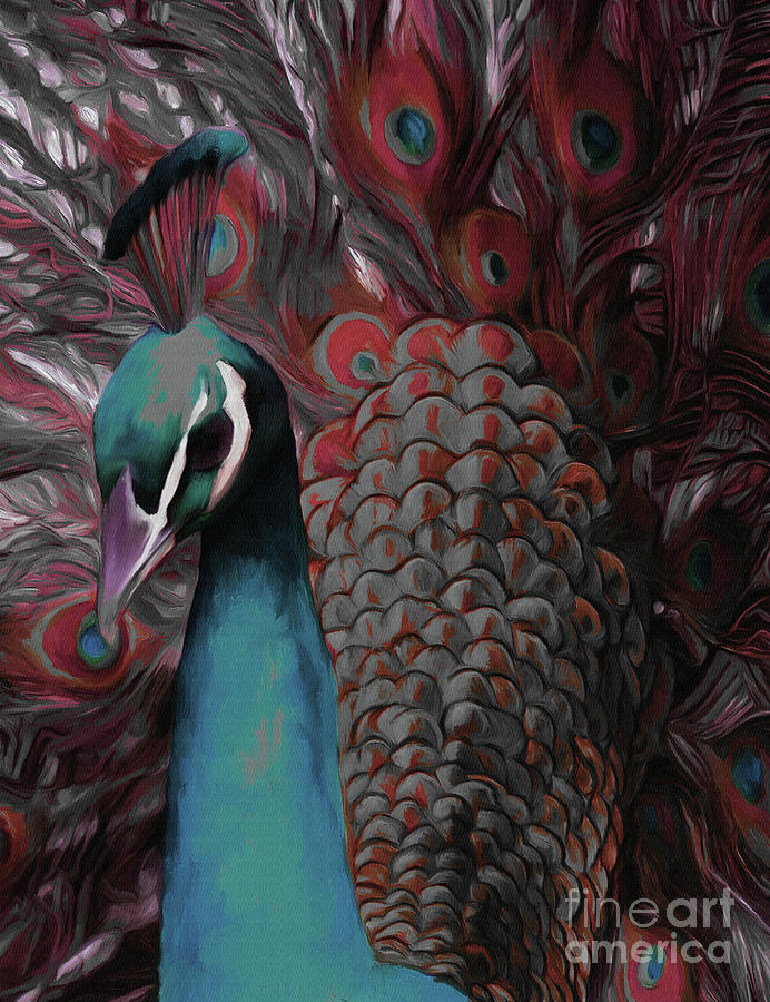 Peacock portrait  Painting by Gull G