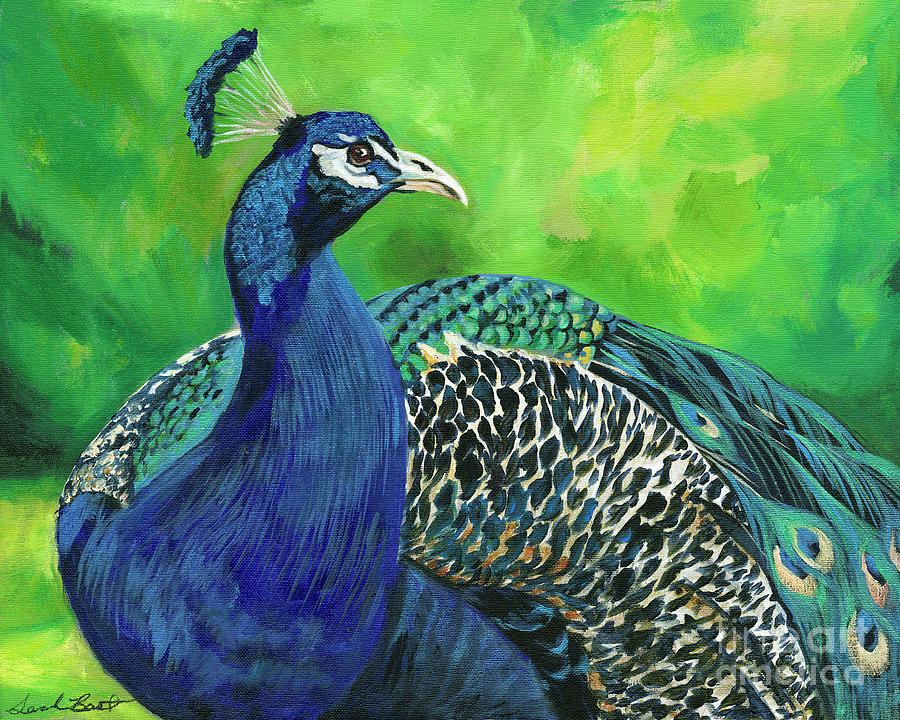 Peacock Canvas, Blue Peacock Painting, Animal Home Decor, Artistic Bird  Painting, Blue Animal Art, Peacock Print