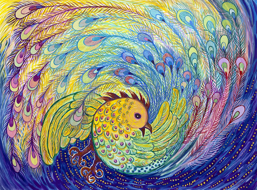 Peacock Painting by Shoshanah Dubiner