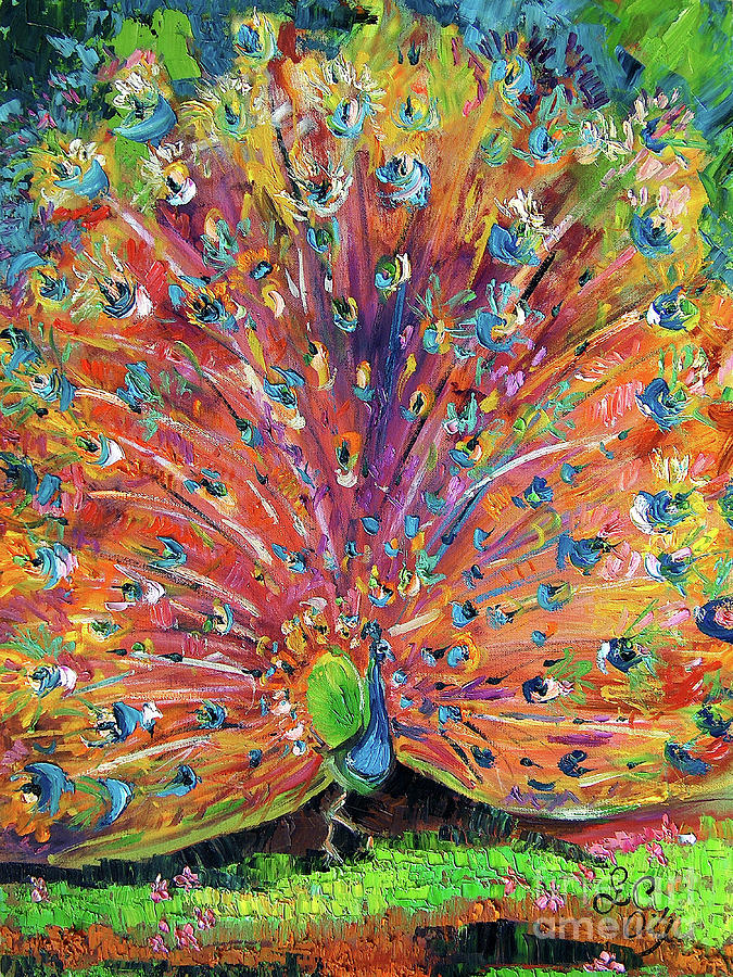 Peacock Splendor Birds of Color Painting by Ginette Callaway