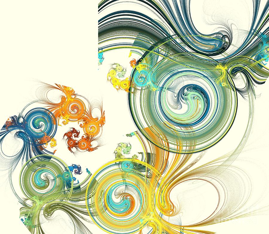 Abstract Digital Art - Peacock Swirls by Kim Sy Ok