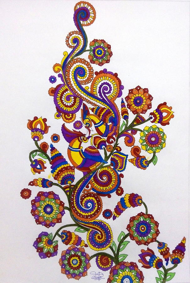 Peacocks Painting by Silpa Saseendran