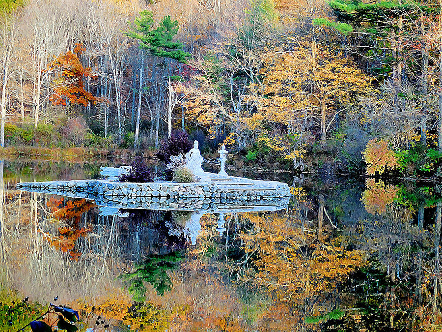 Peak Autumn reflection 5 Painting by Jeelan Clark