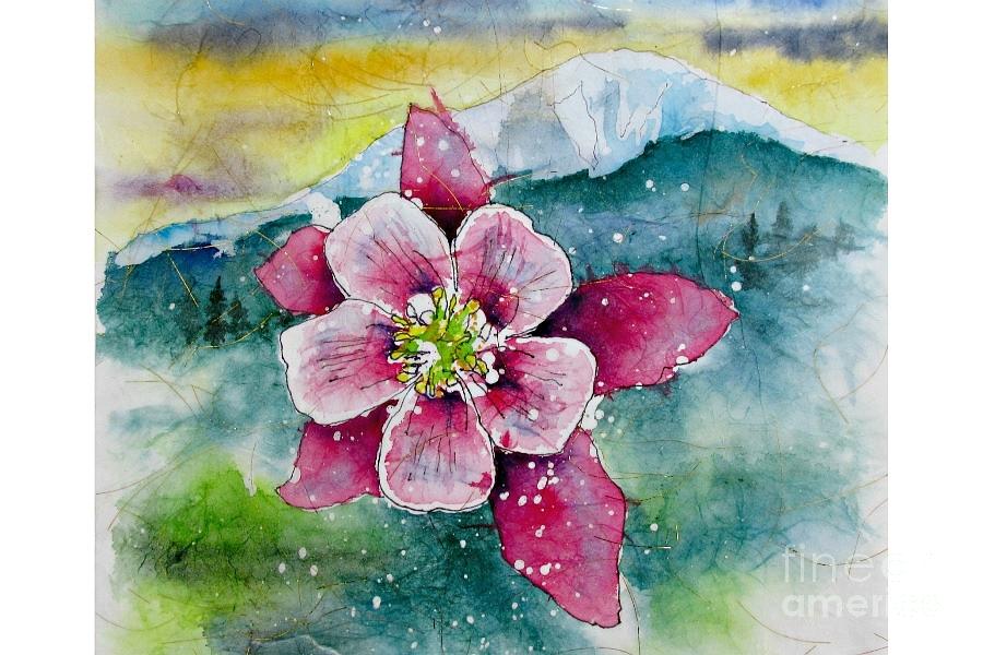 Pink Columbine _ ORIGINAL FOR SALE Painting by Janet Cruickshank