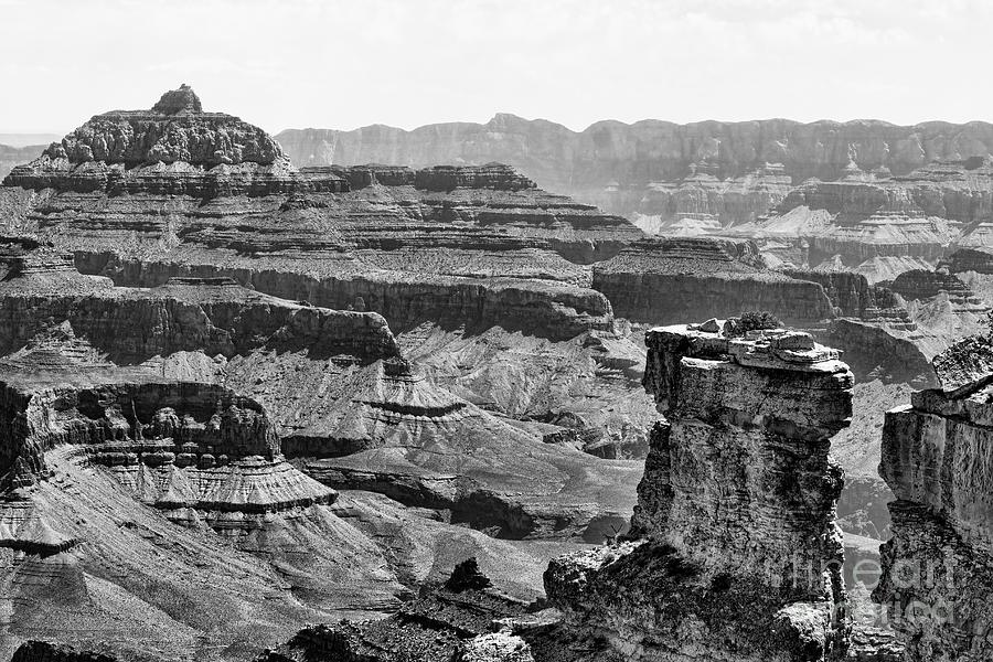 Peaks Grand Canyon BW Photograph by Chuck Kuhn