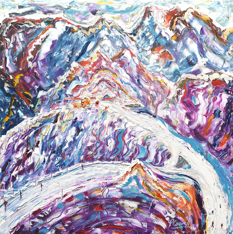 Peaks of Meribel and Corchevel Painting by Pete Caswell