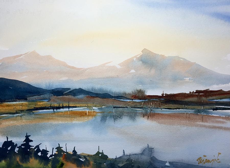 Dillon Painting - Peaks over Dillon Reservoir by Ugljesa Janjic