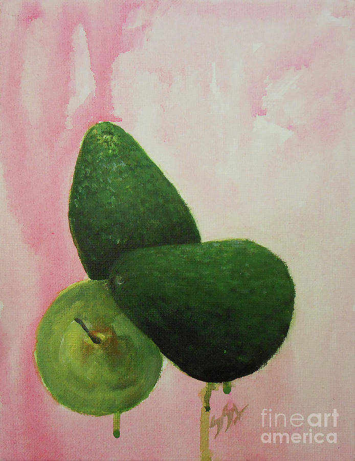 Pear and Avocados Painting by Jane See