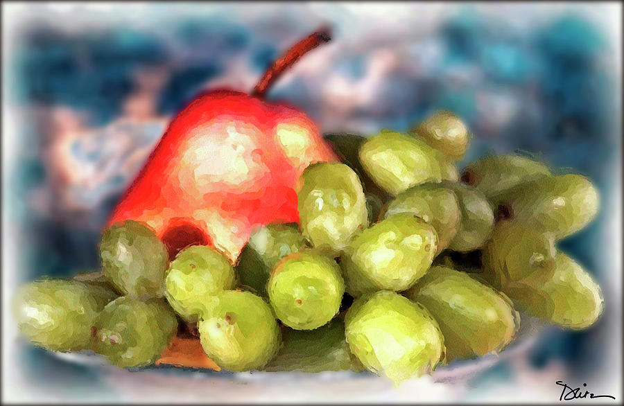 Pear and Grapes Photograph by Peggy Dietz