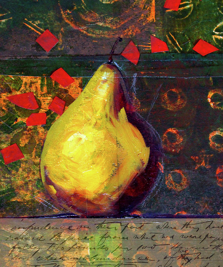 Pear Collage Mixed Media by Nancy Merkle