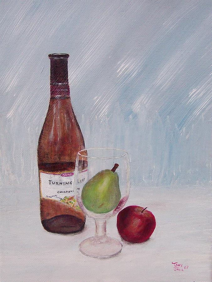 Pear In Glass Painting by Tony Rodriguez