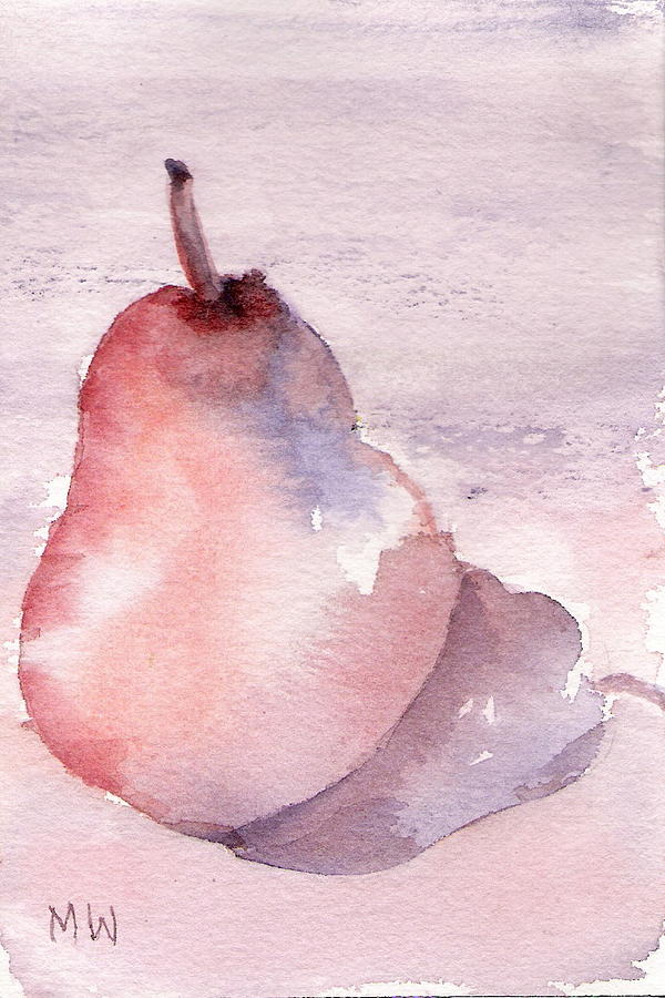 Pear in Purple Painting by Marsha Woods