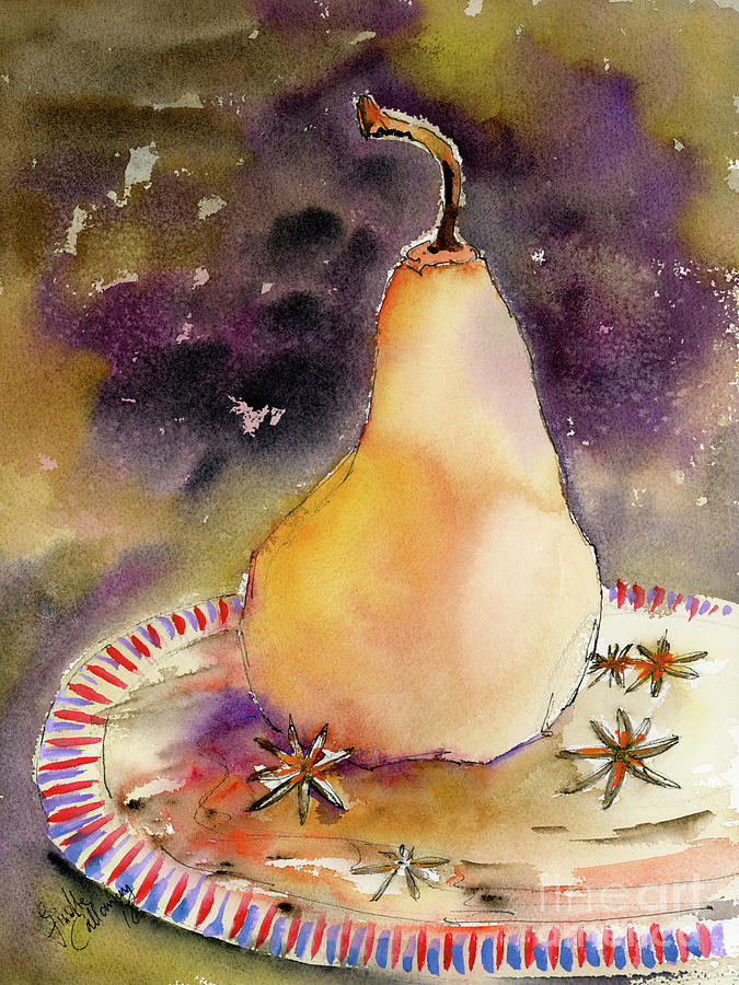 Pear in Star Anise Still Life Painting by Ginette Callaway