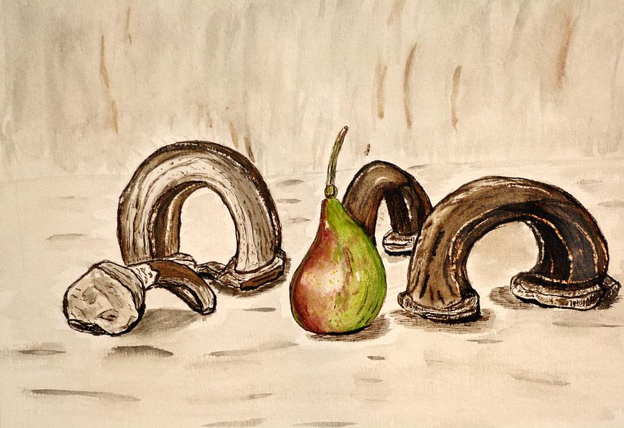Pear Near Ancient Handle Jar. Painting by Shlomo Zangilevitch