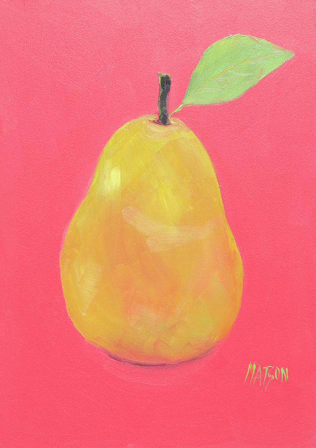Pear On Dark Pink Background Painting