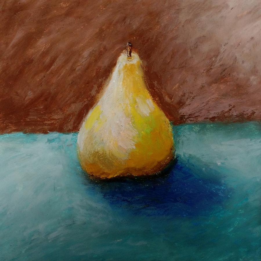 Pear with Brown and Teal Pastel by Michelle Calkins