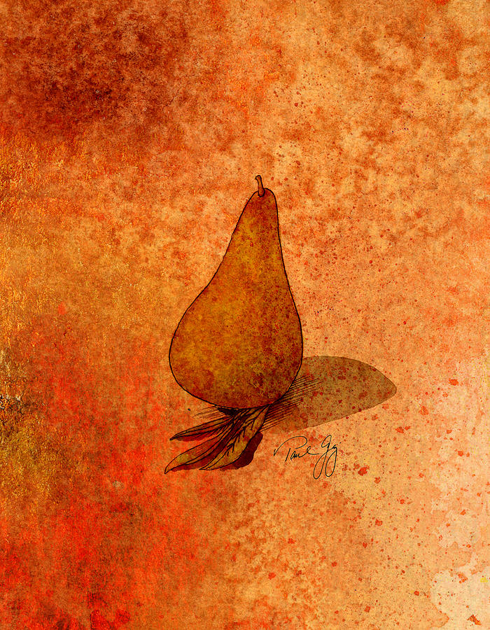Pear with Sage Mixed Media by Paul Gaj