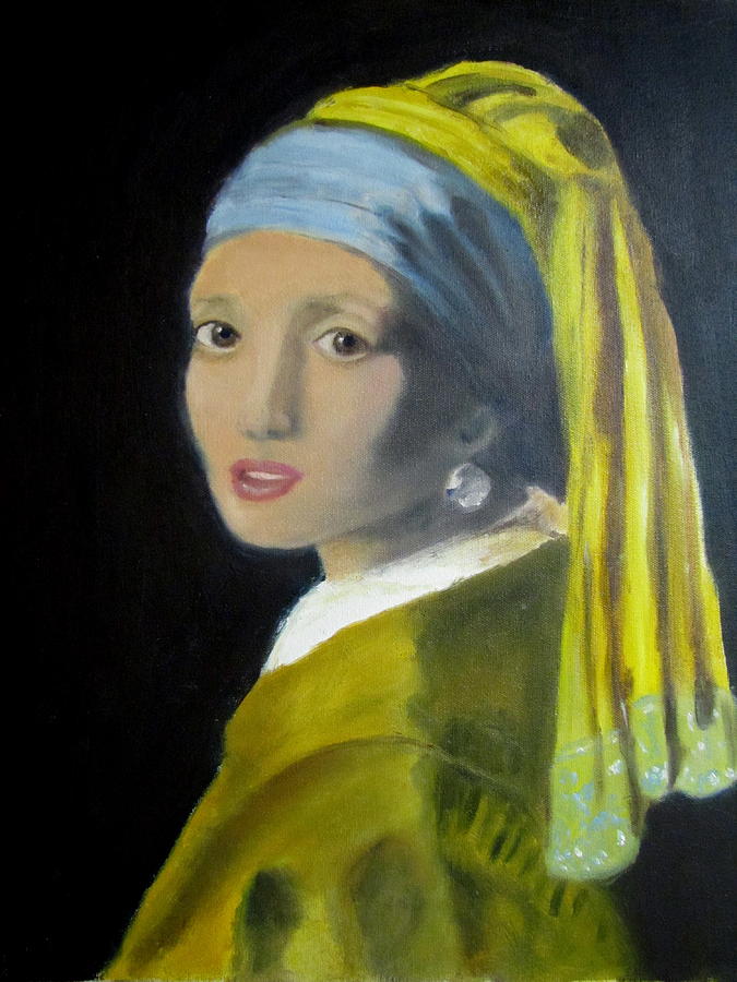 Pearl Painting - Pearl earring by Jenell Richards