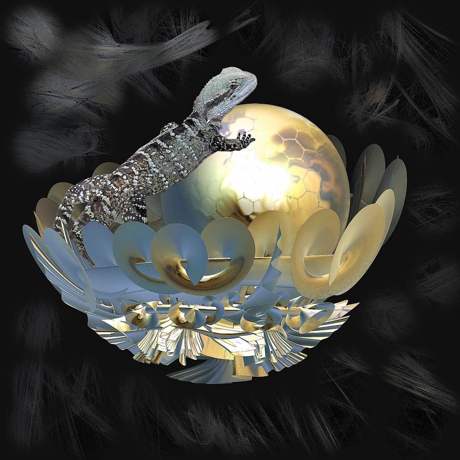 Pearl Egg Lizard Digital Art by Yolanda Caporn