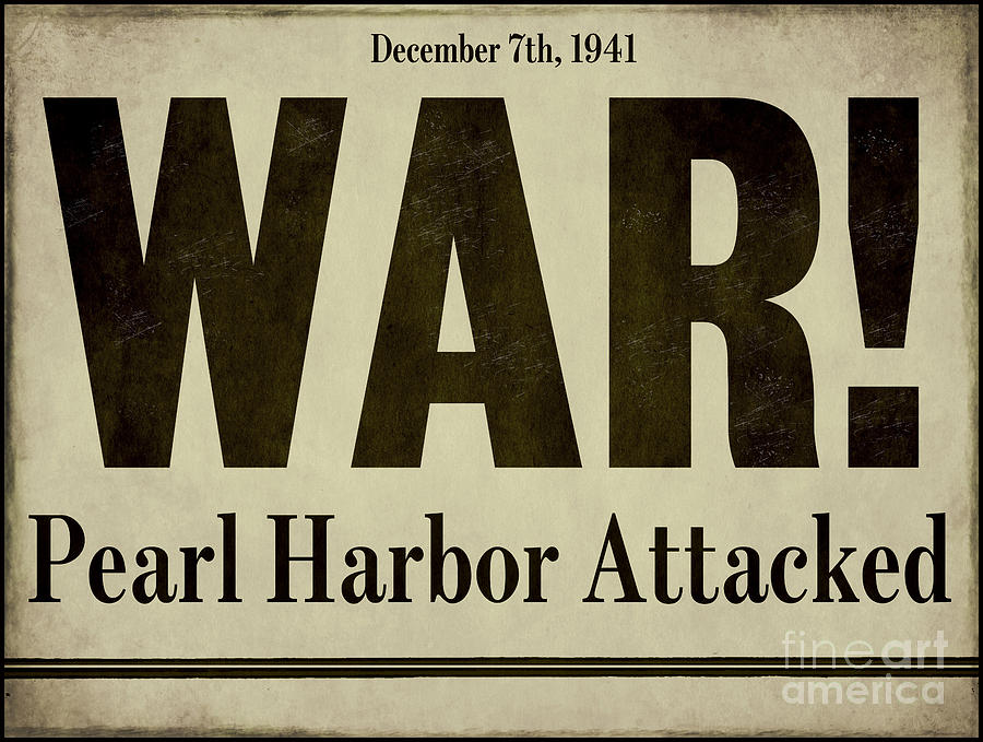 Pearl Harbor Attack Newspaper Headline Painting by Mindy Sommers