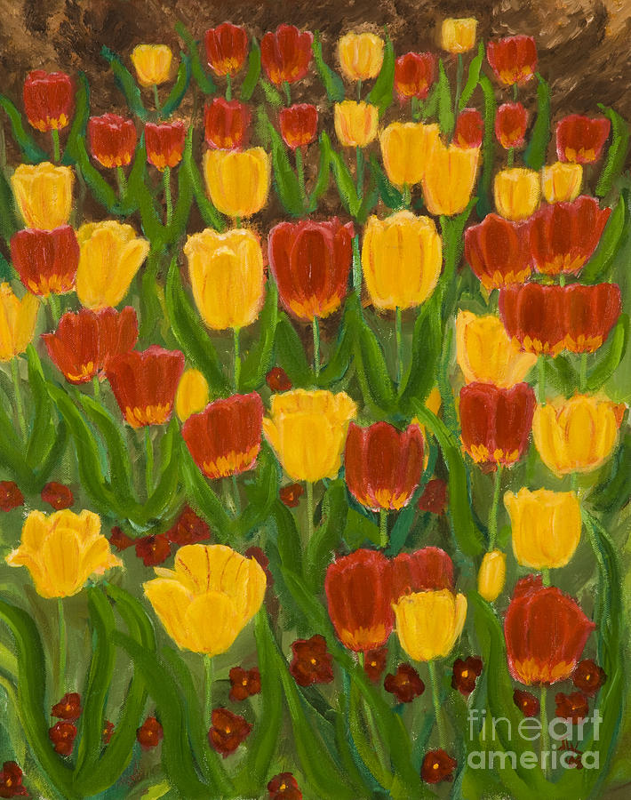 Pearl St. Mall Tulips Painting by Julie Kreutzer
